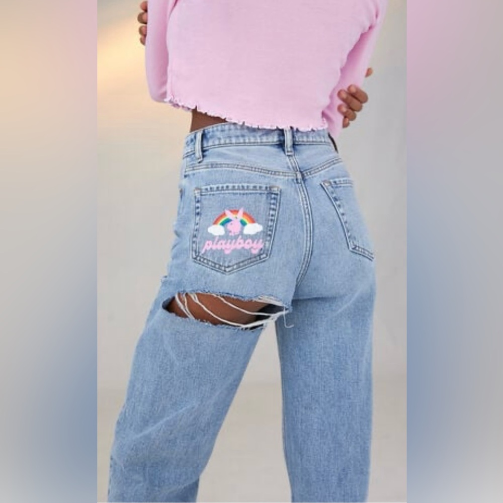 Playboy By PacSun Light Blue Back Slash Boyfriend‎ Jean - Size 25